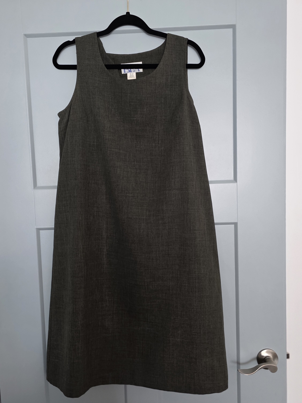 ​Vintage 90s BFA Classics Dark Olive Green Shift Dress 12P Minimalist Mod Workwe